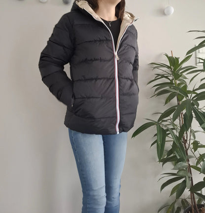 Doudoune manteau imperméable court réversible matelassé noir doré Le Petit Placard