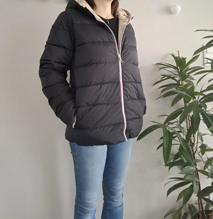 Doudoune manteau imperméable court réversible matelassé noir doré Le Petit Placard