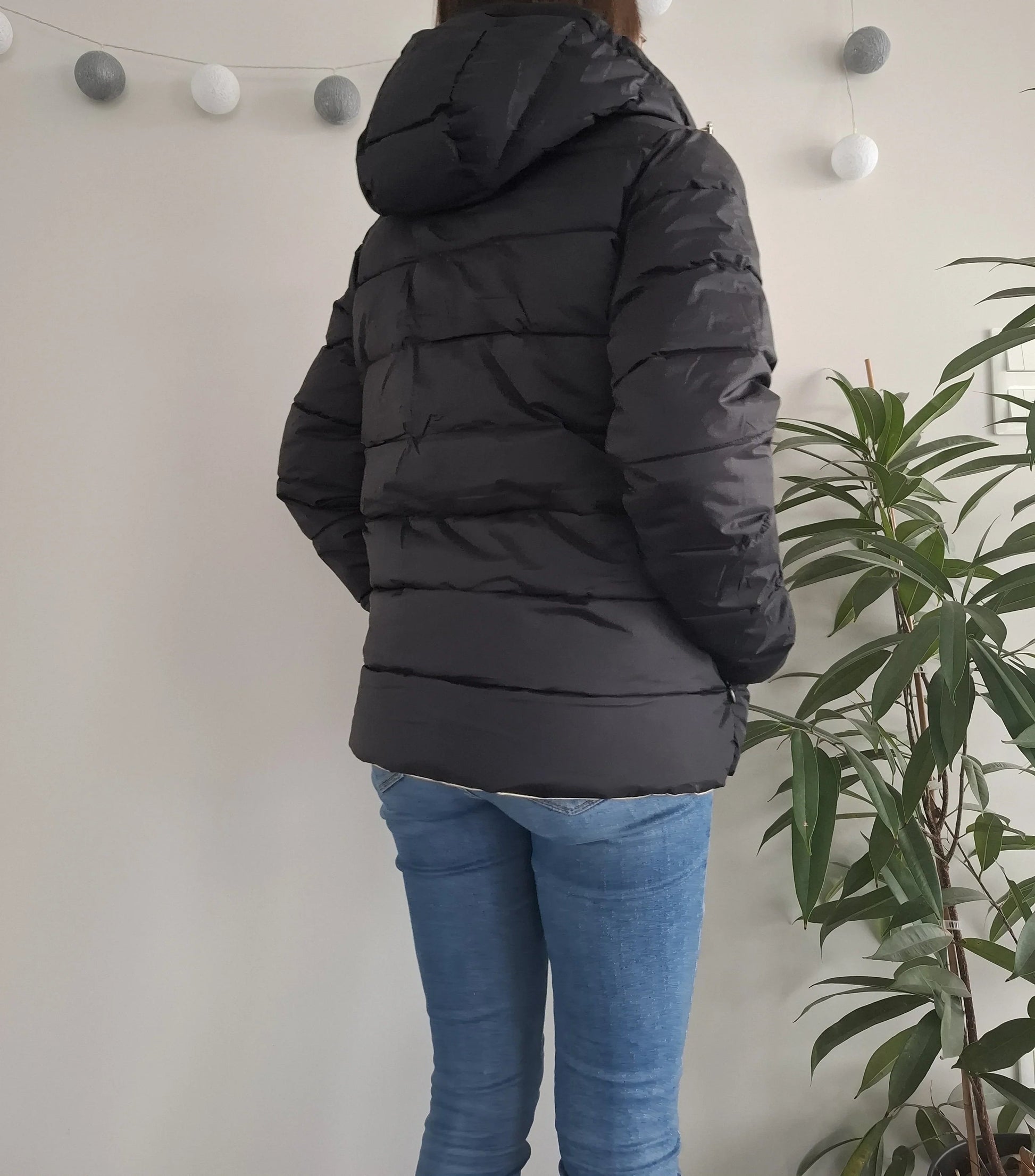 Doudoune manteau imperméable court réversible matelassé noir doré Le Petit Placard