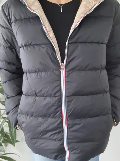 Doudoune manteau imperméable court réversible matelassé noir doré Le Petit Placard