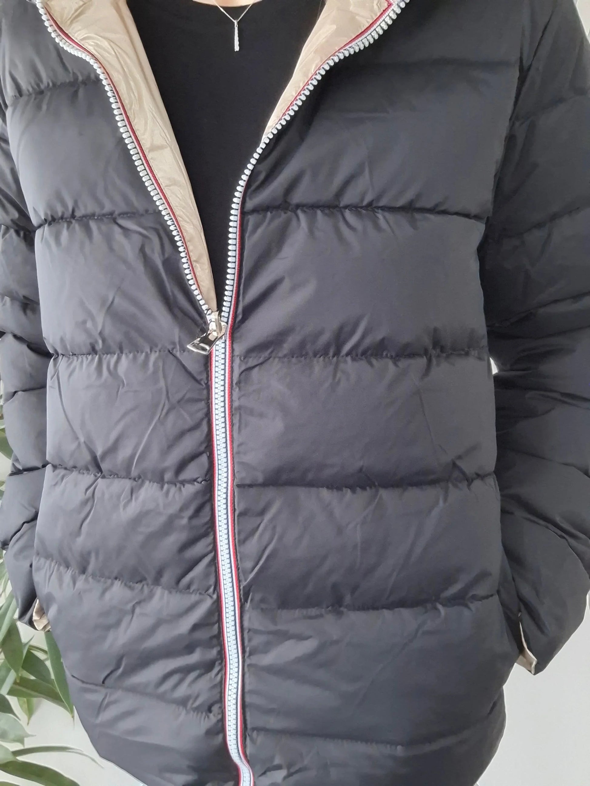 Doudoune manteau imperméable court réversible matelassé noir doré Le Petit Placard