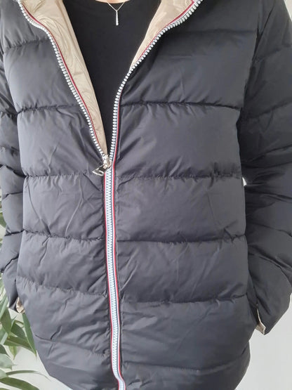 Doudoune manteau imperméable court réversible matelassé noir doré Le Petit Placard