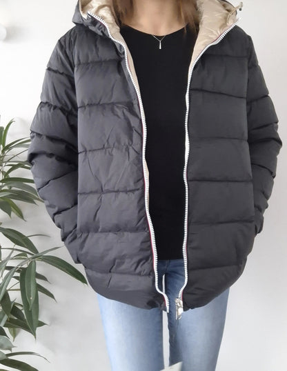 Doudoune manteau imperméable court réversible matelassé noir doré Le Petit Placard