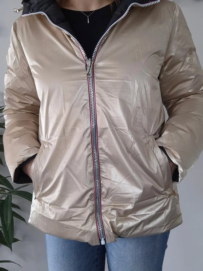 Doudoune manteau imperméable court réversible matelassé noir doré Le Petit Placard