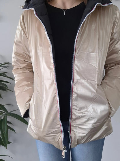 Doudoune manteau imperméable court réversible matelassé noir doré Le Petit Placard