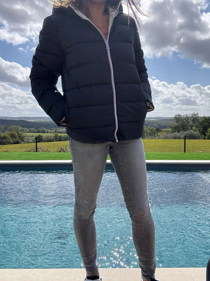 Doudoune manteau imperméable court réversible matelassé noir doré Le Petit Placard