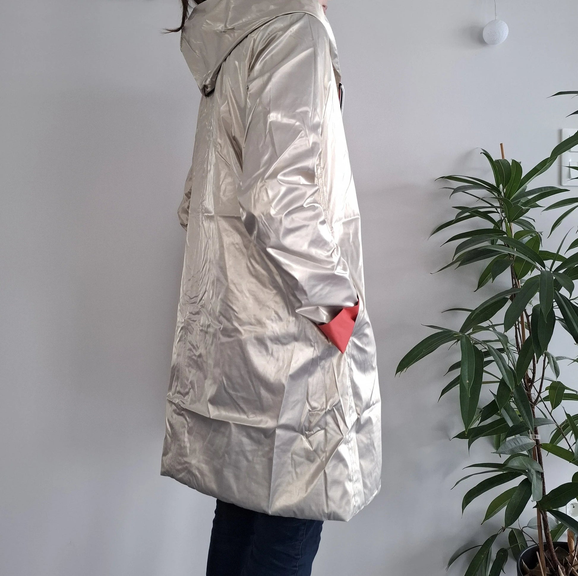 Laura Jo - Imperméable réversible long sans garnissage ouate couleur corail/doré Le Petit Placard