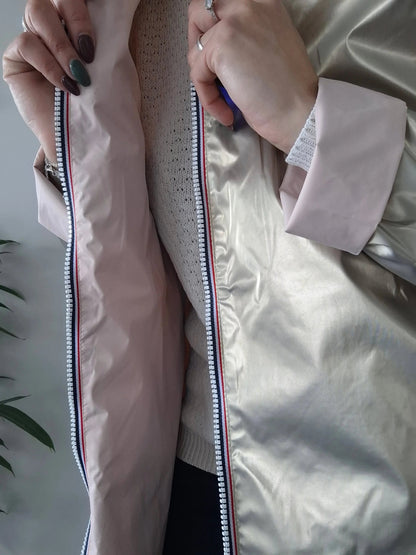 Laura Jo - Imperméable réversible long sans garnissage ouate couleur rose nude/doré Le Petit Placard