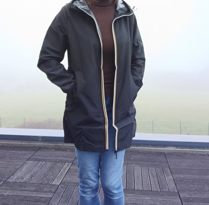Melya Melody - Manteau mi long sous les fesses léger imperméable sans doublure noir Le Petit Placard