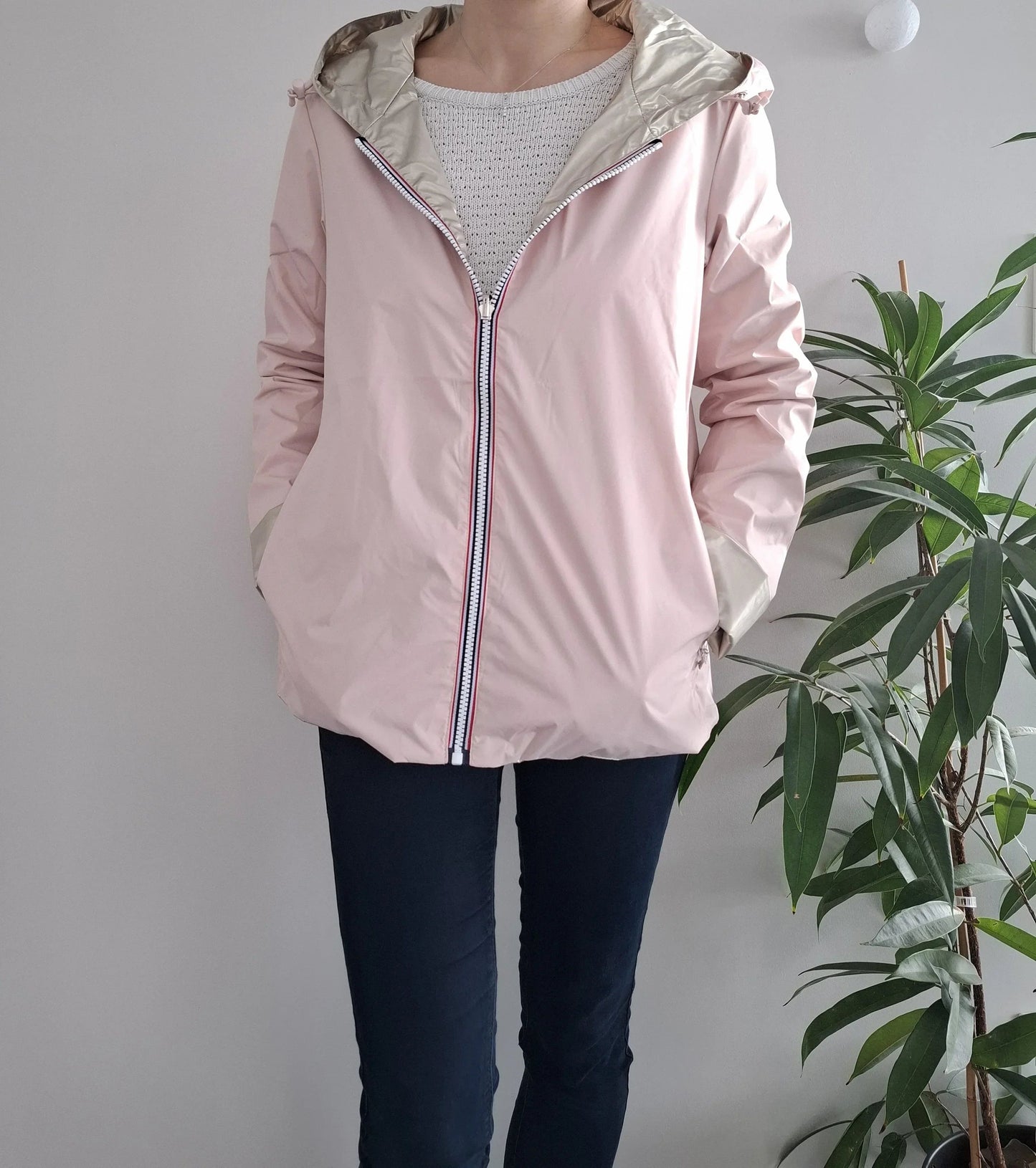 Laura Jo - Imperméable réversible court sans garnissage ouate couleur rose nude/doré Le Petit Placard
