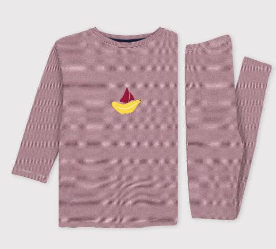 Striped Petit Bateau kids' pyjama set with sailboat print, Le Petit Placard.