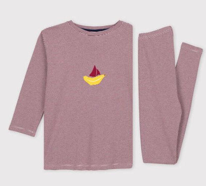 Striped Petit Bateau kids' pyjama set with sailboat print, Le Petit Placard.