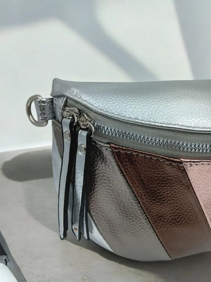 Sac banane simili cuir blanc argenté rosé Le Petit Placard