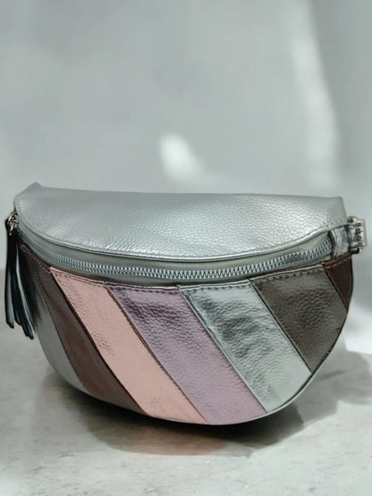 Sac banane simili cuir blanc argenté rosé Le Petit Placard