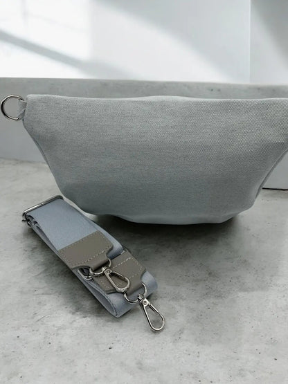 Sac banane tissu jean gris clair 2 poches Le Petit Placard