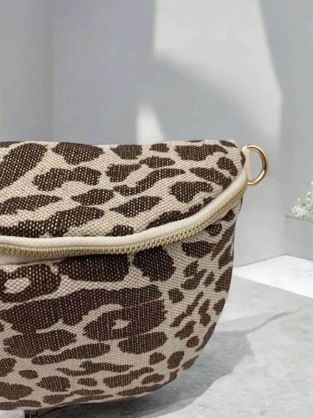 Sac banane tissu pailleté léopard marron chocolat beige Le Petit Placard