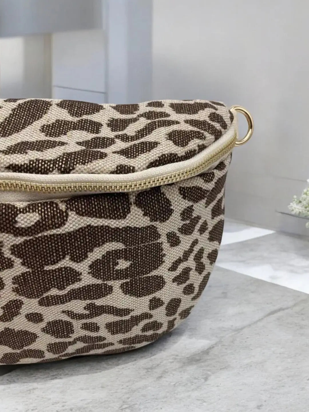 Sac banane tissu pailleté léopard marron chocolat beige Le Petit Placard