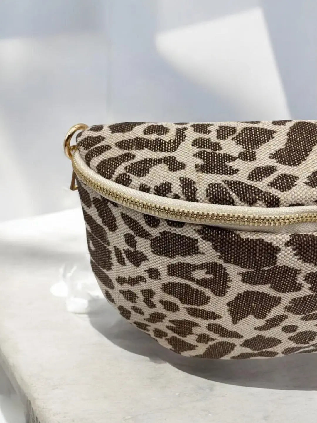 Sac banane tissu pailleté léopard marron chocolat beige Le Petit Placard
