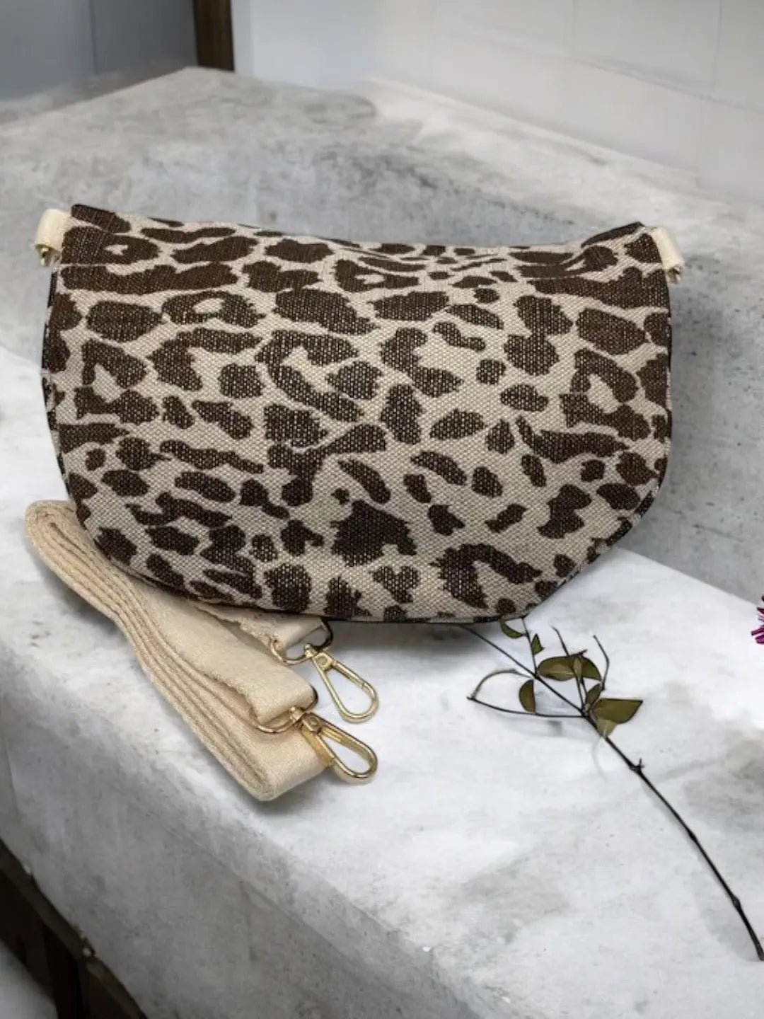 Sac banane tissu pailleté léopard marron chocolat beige Le Petit Placard