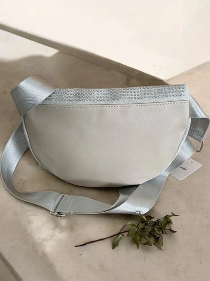 Sac banane toucher velours à strass couleur argent Le Petit Placard