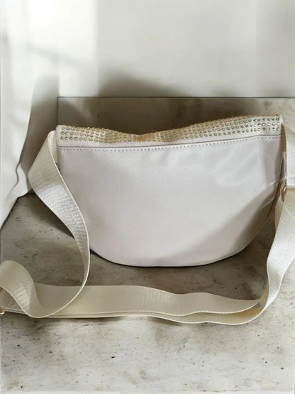 Sac banane toucher velours à strass couleur or pale Le Petit Placard
