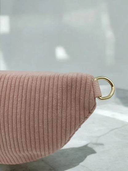 Sac banane velours côtelé 2 poches  sangle fantaisie couleur Rose pâle Le Petit Placard