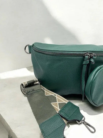 Sac banane XL simili cuir vert forêt avec porte monnaie Le Petit Placard