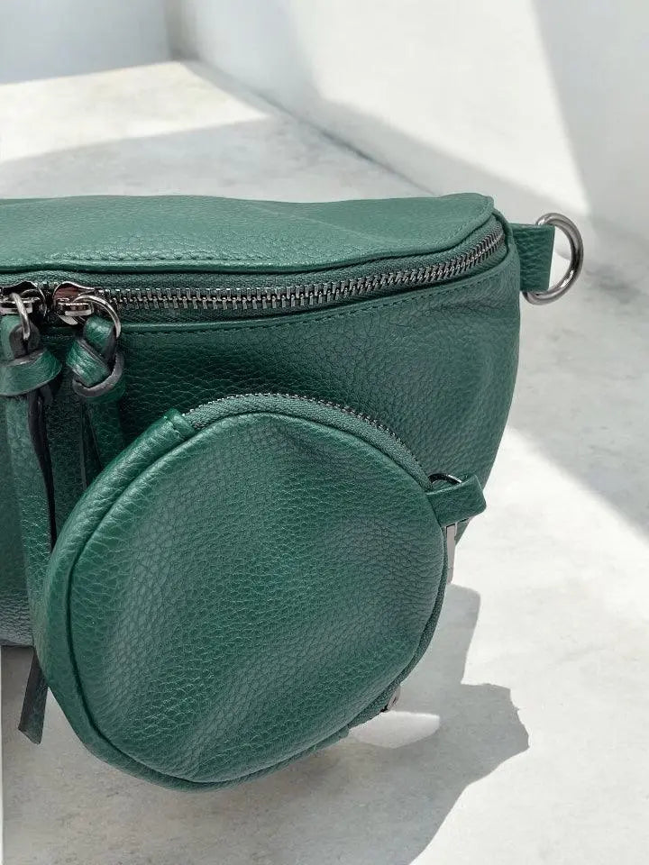 Sac banane XL simili cuir vert forêt avec porte monnaie Le Petit Placard