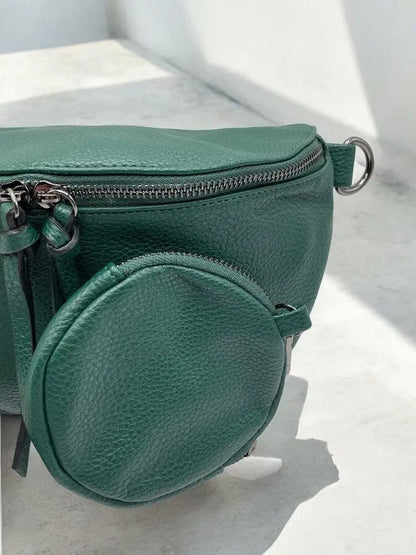 Sac banane XL simili cuir vert forêt avec porte monnaie Le Petit Placard