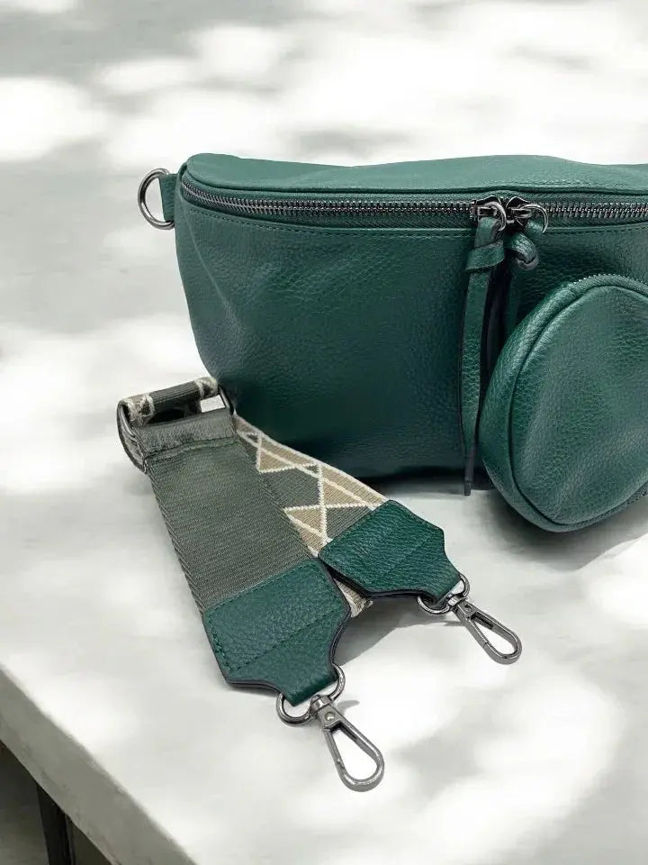 Sac banane XL simili cuir vert forêt avec porte monnaie Le Petit Placard