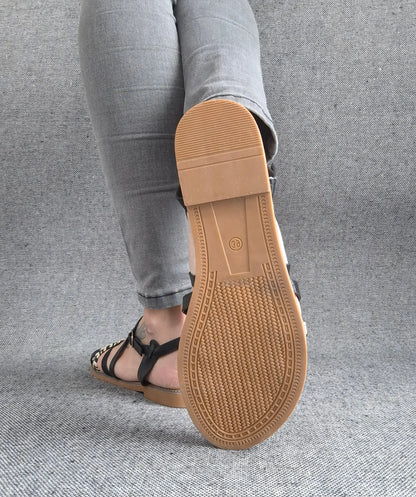 Sandales à brides tressées couleur noire Le Petit Placard