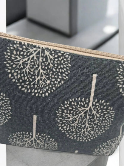 Trousse en coton gris motifs arbres blanc Le Petit Placard