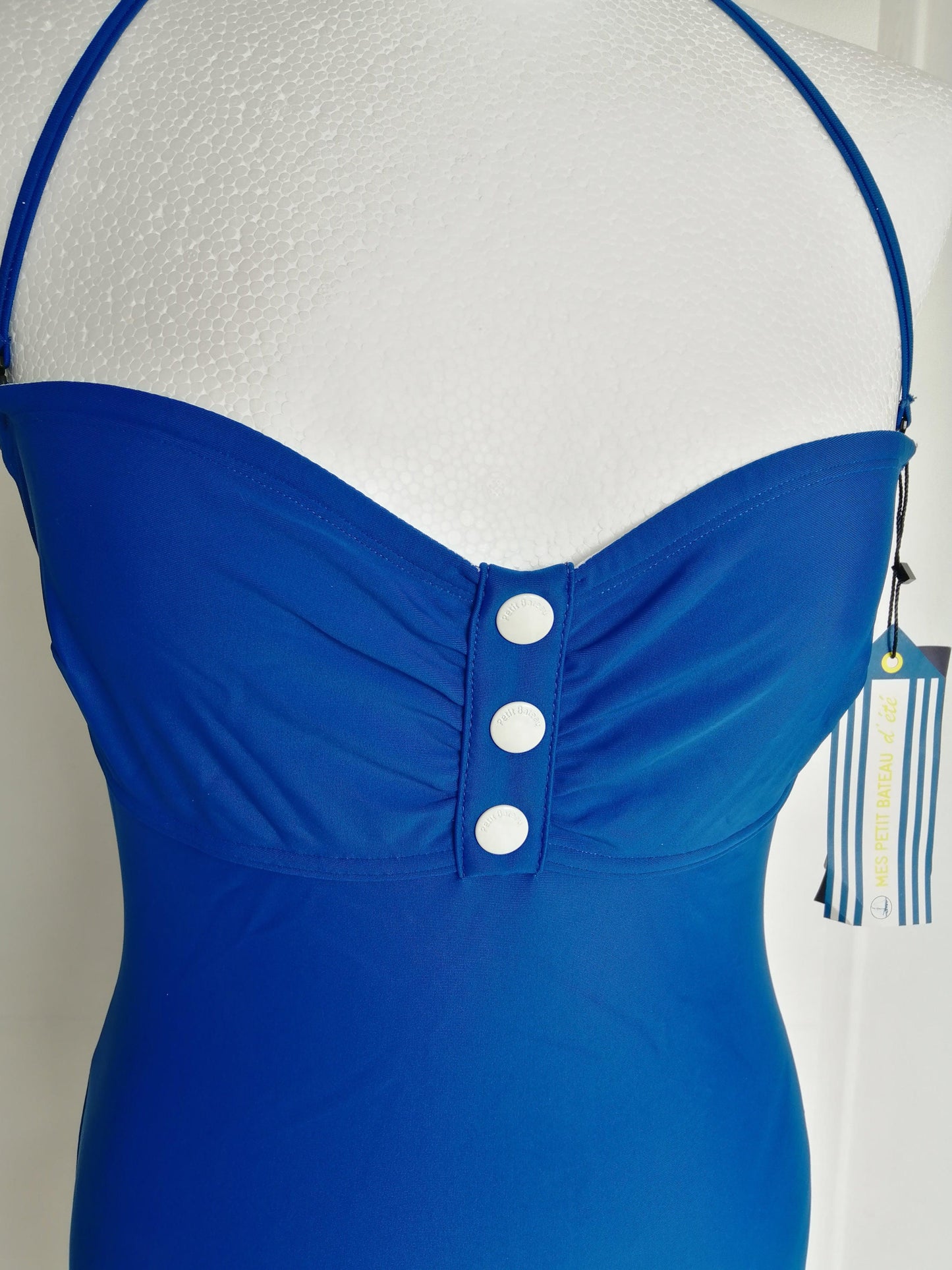 Maillot de Bain 1 Pièce Bleu Bustier bretelles amovibles Petit Bateau - Le Petit Placard