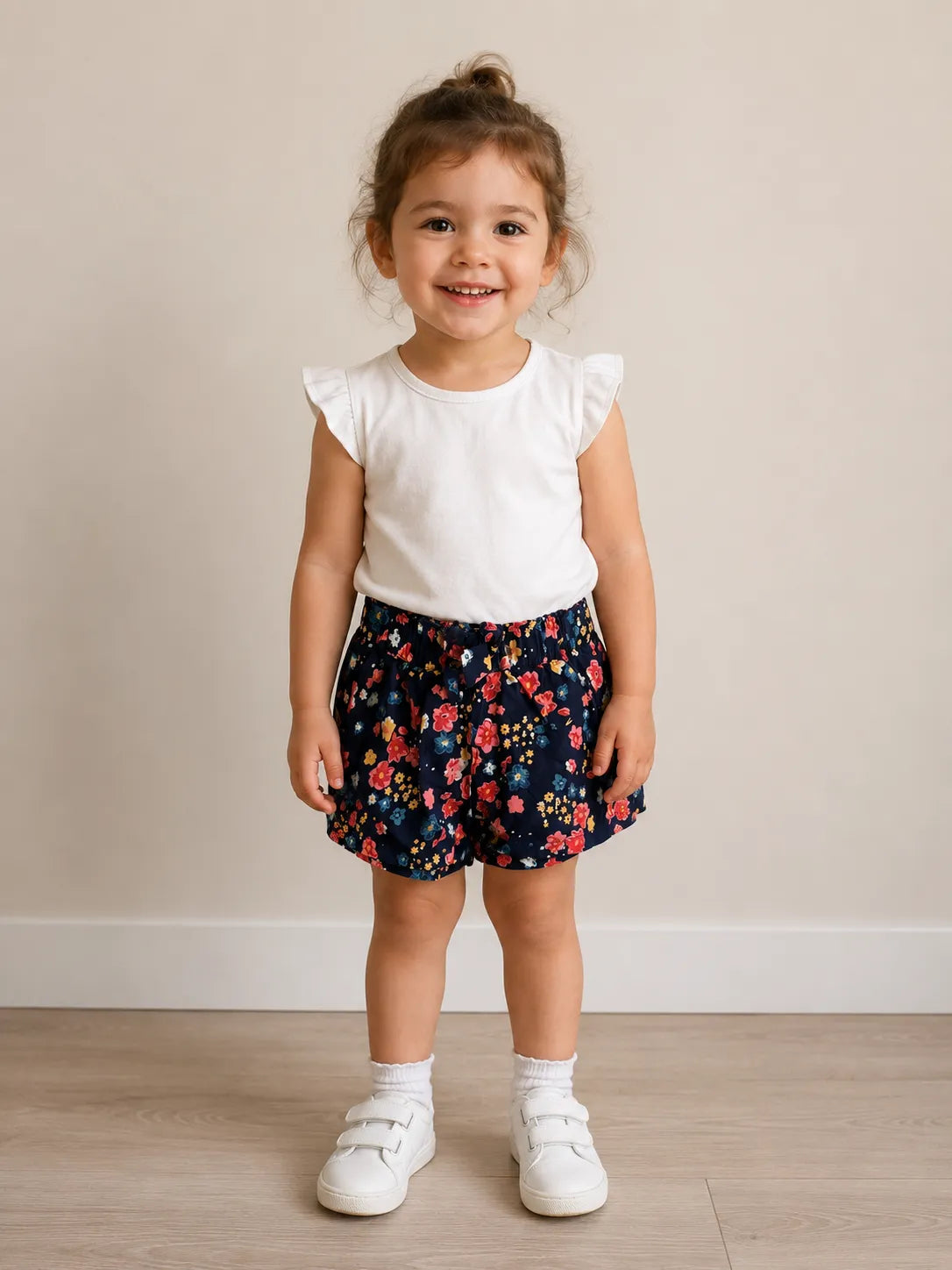 Short Fleuri Enfant – Imprimé Floral Marine taille 3 ans