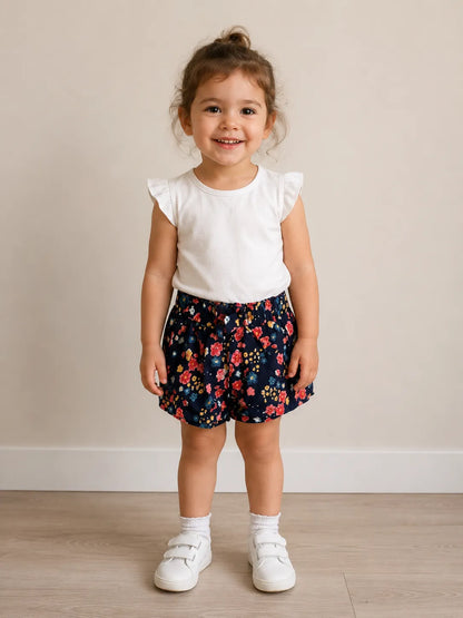 Short Fleuri Enfant – Imprimé Floral Marine taille 3 ans