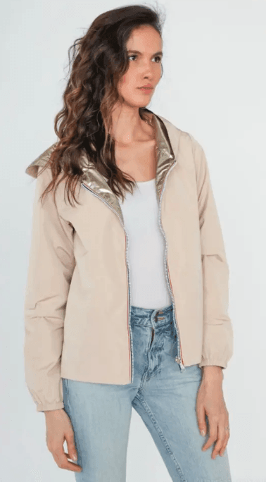 Manteau court imperméable beige réversible doré Melya Melody - Le Petit Placard