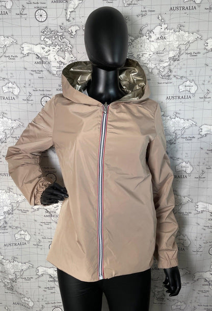 Manteau court imperméable beige réversible doré Melya Melody - Le Petit Placard