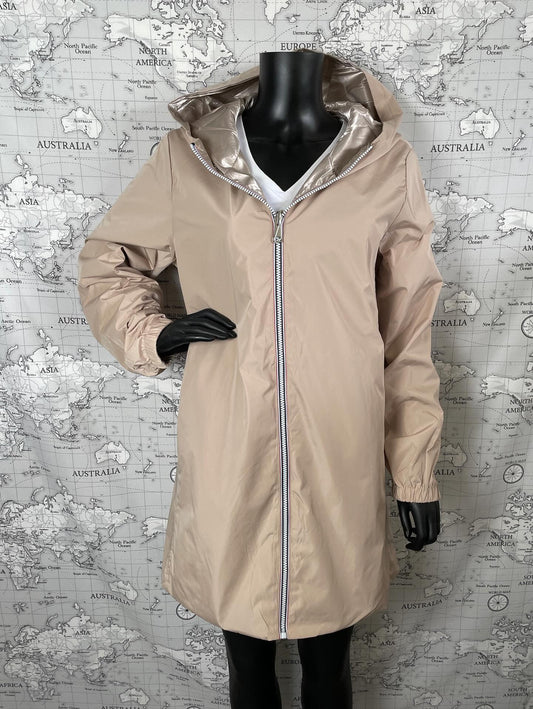 Manteau long réversible imperméable Melya Melody beige doré Curvy - Le Petit Placard