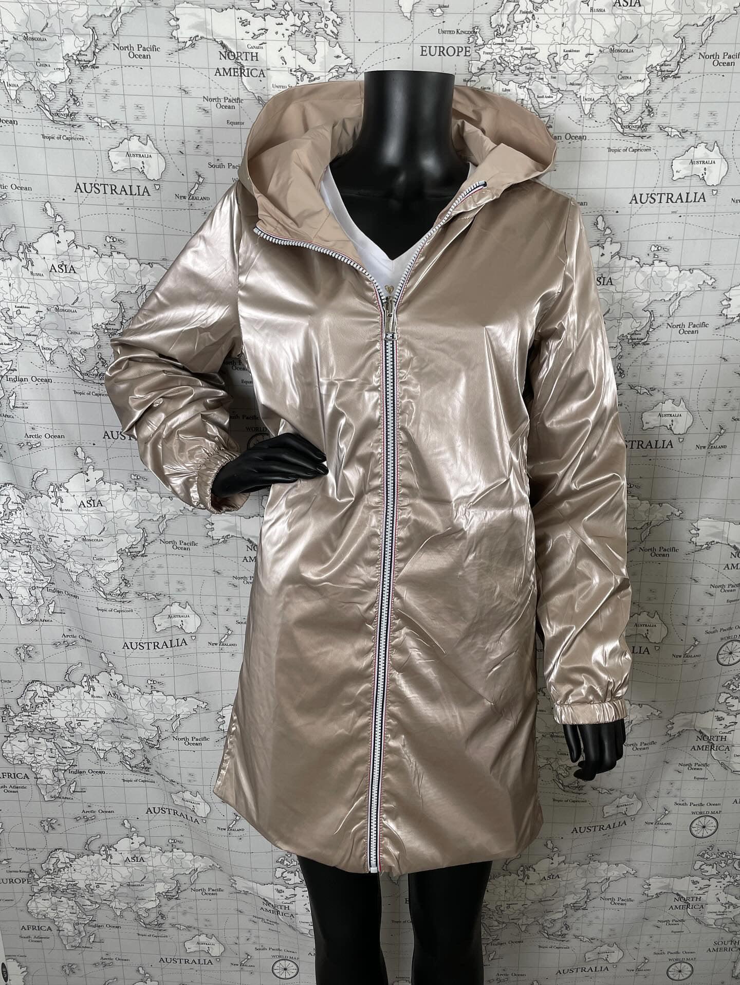 Manteau long réversible imperméable Melya Melody beige doré - Le Petit Placard