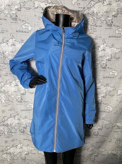 Manteau long réversible imperméable Melya Melody bleu doré - Le Petit Placard