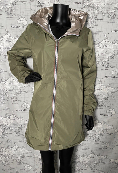 Manteau long réversible imperméable Melya Melody kaki doré - Le Petit Placard