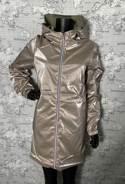 Manteau long réversible imperméable Melya Melody kaki doré - Le Petit Placard