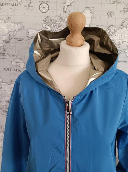 Manteau mi long réversible et imperméable bleu électrique - Le Petit Placard