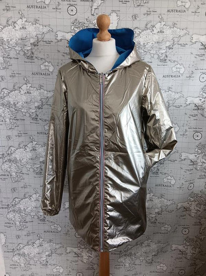 Manteau mi long réversible et imperméable bleu électrique - Le Petit Placard