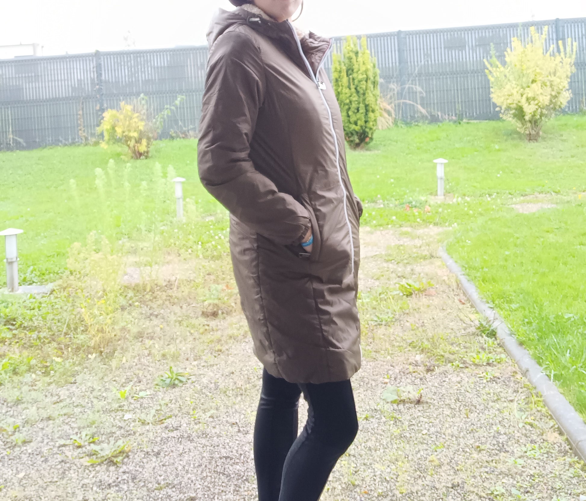 Melya Melody - Manteau long fourré imperméable kaki marron intérieur fourrure beige - Le Petit Placard