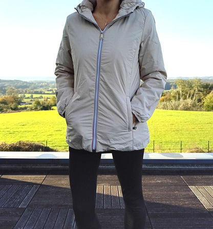 Melya Melody - Manteau court fourré imperméable légerement cintré beige Melya Melody