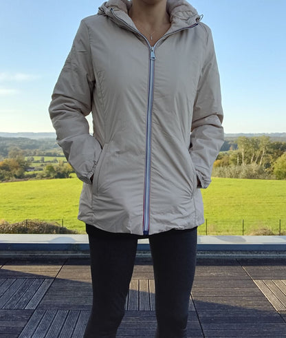 Melya Melody - Manteau court fourré imperméable légerement cintré beige Melya Melody