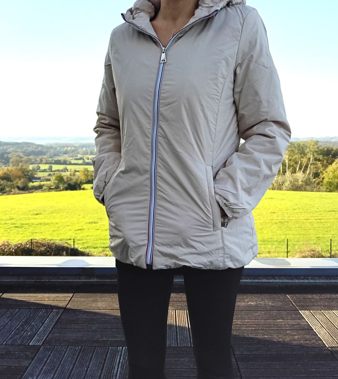 Melya Melody - Manteau court fourré imperméable légerement cintré beige Melya Melody
