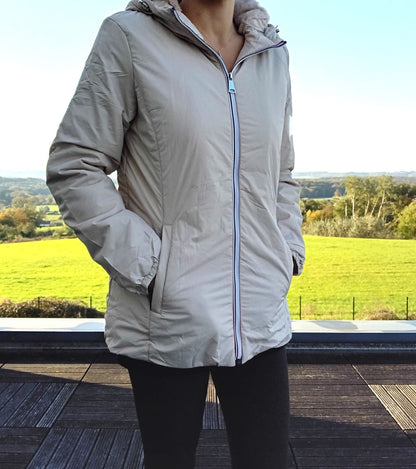 Melya Melody - Manteau court fourré imperméable légerement cintré beige Melya Melody
