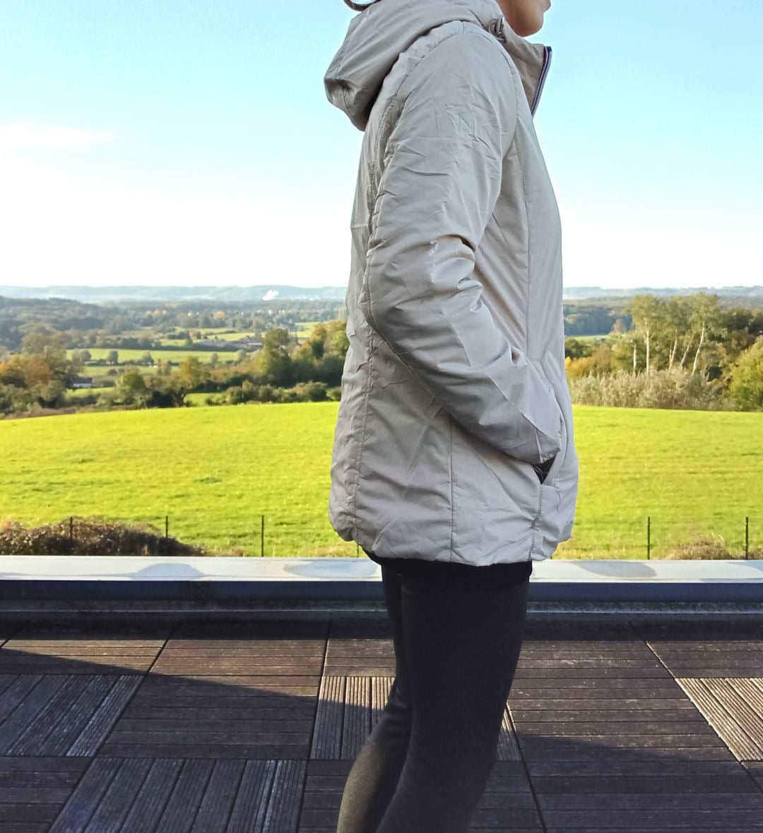 Melya Melody - Manteau court fourré imperméable légerement cintré beige Melya Melody